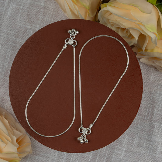 Minimalist Plain Silver Look Payal for Girls â Daily Wear Anklet