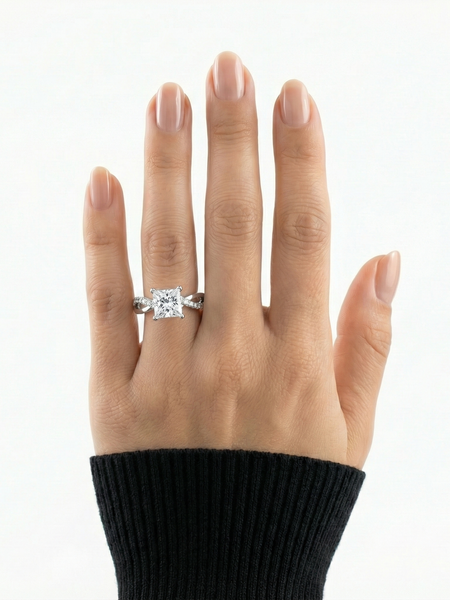 925 Silver Princess-Cut Solitaire Ring | Elegant CZ Engagement Ring