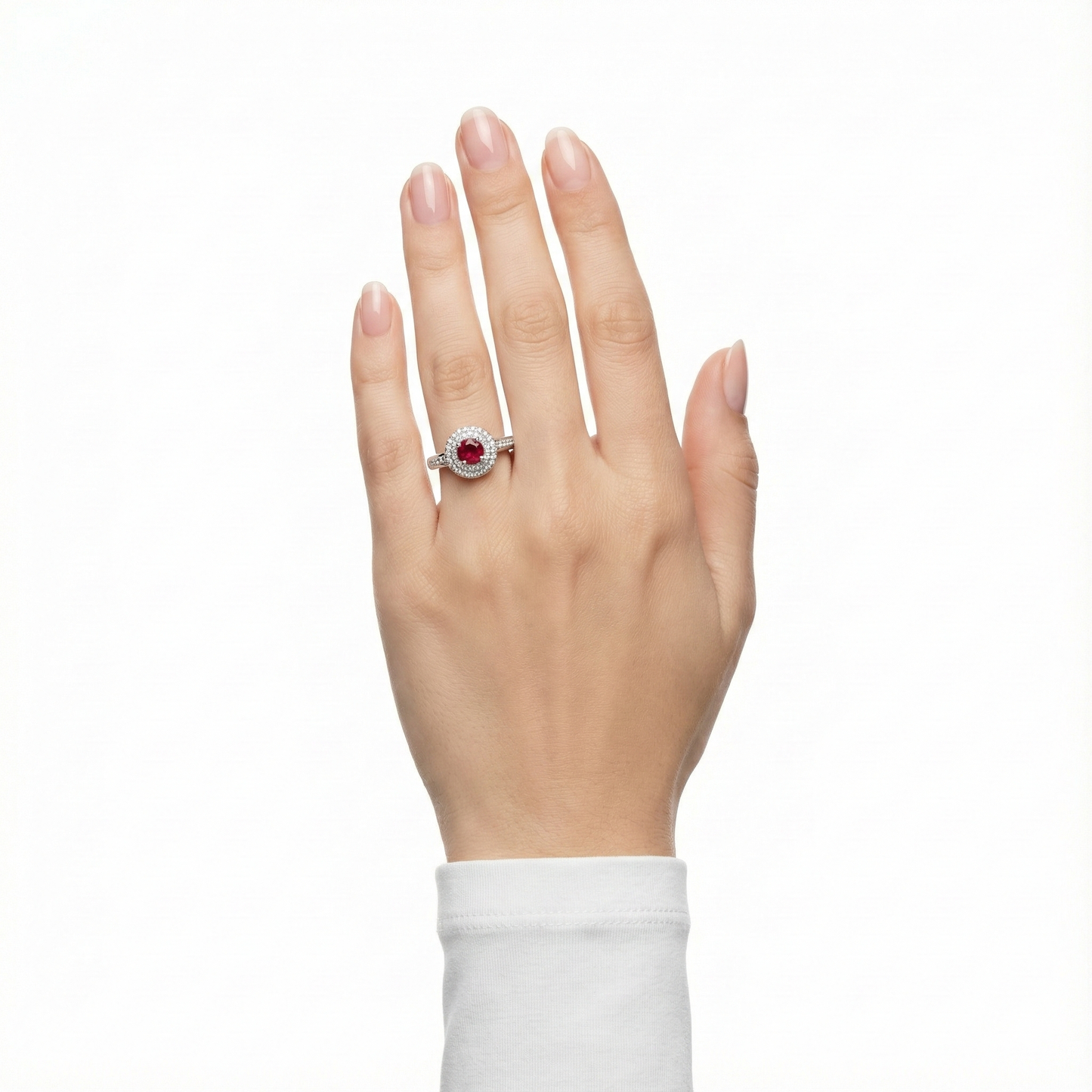 925 Silver Ruby Halo Ring | Red Stone CZ Designer Ring