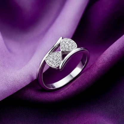 Silver Double-Heart Sparkle Ring for Women | 925 CZ Romantic Ring