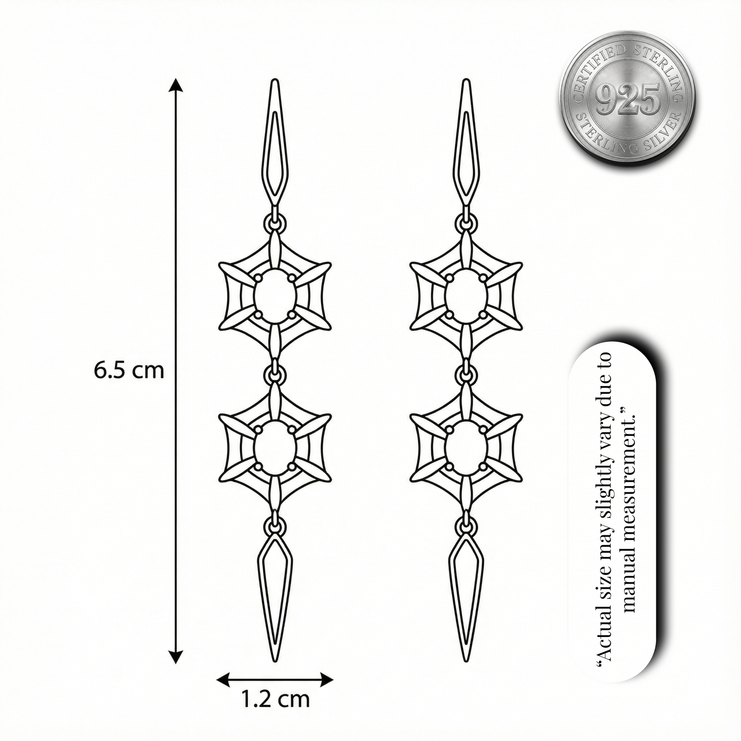 Starburst Sapphire Long Drop Earrings | Made With Pure 925 Silver