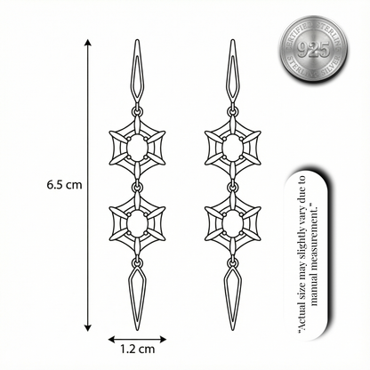 Starburst Sapphire Long Drop Earrings | Made With Pure 925 Silver