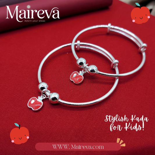Sweet Apple Adjustable Kids Kada Set (13.6g) - 92.5 Silver