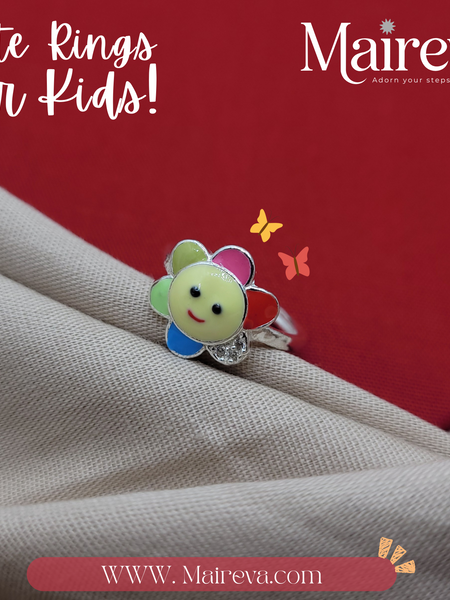 Smiley Flower Kids Ring – 92.5 Silver