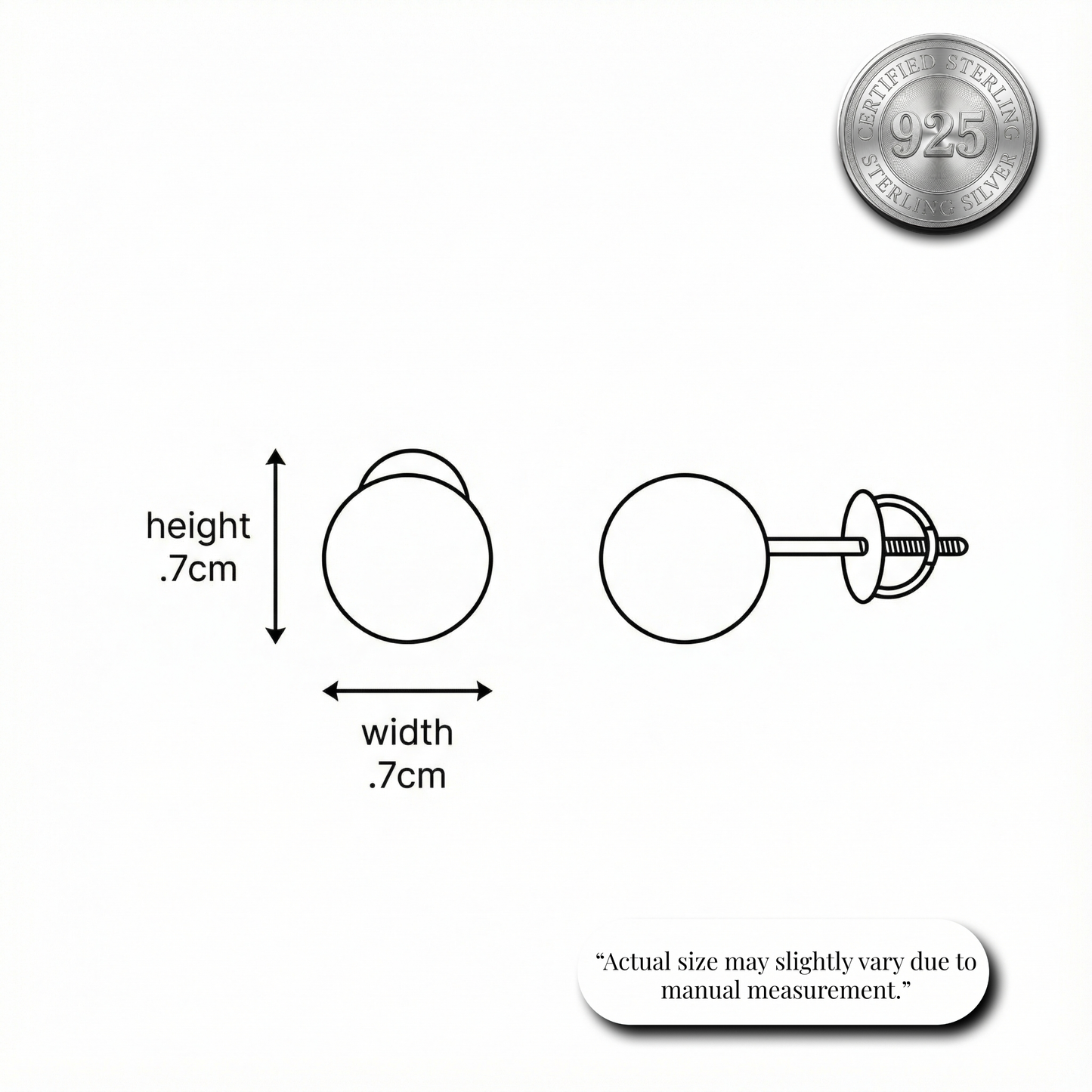 Mirror-Polished Silver Ball Stud Earrings Made With Pure 925 Silver