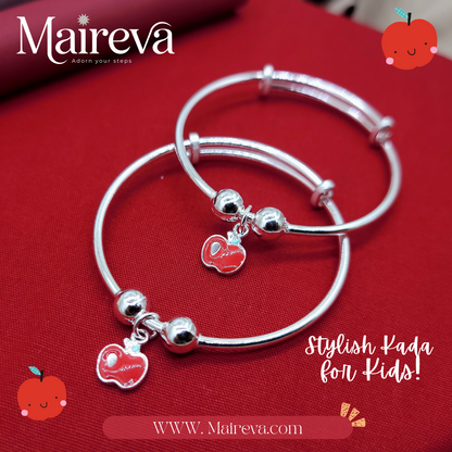 Sweet Apple Adjustable Kids Kada Set (13.6g) - 92.5 Silver