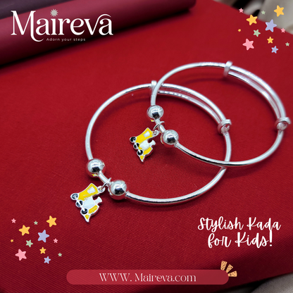 Yellow Train Adjustable Kids Kada Set (13.9g) - 92.5 Silver