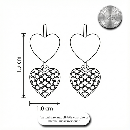 Double Heart Drop Earrings | Made With Pure 925 Silver