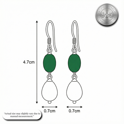 Jade & Pearl Drop Earrings | Made With Pure 925 Silver