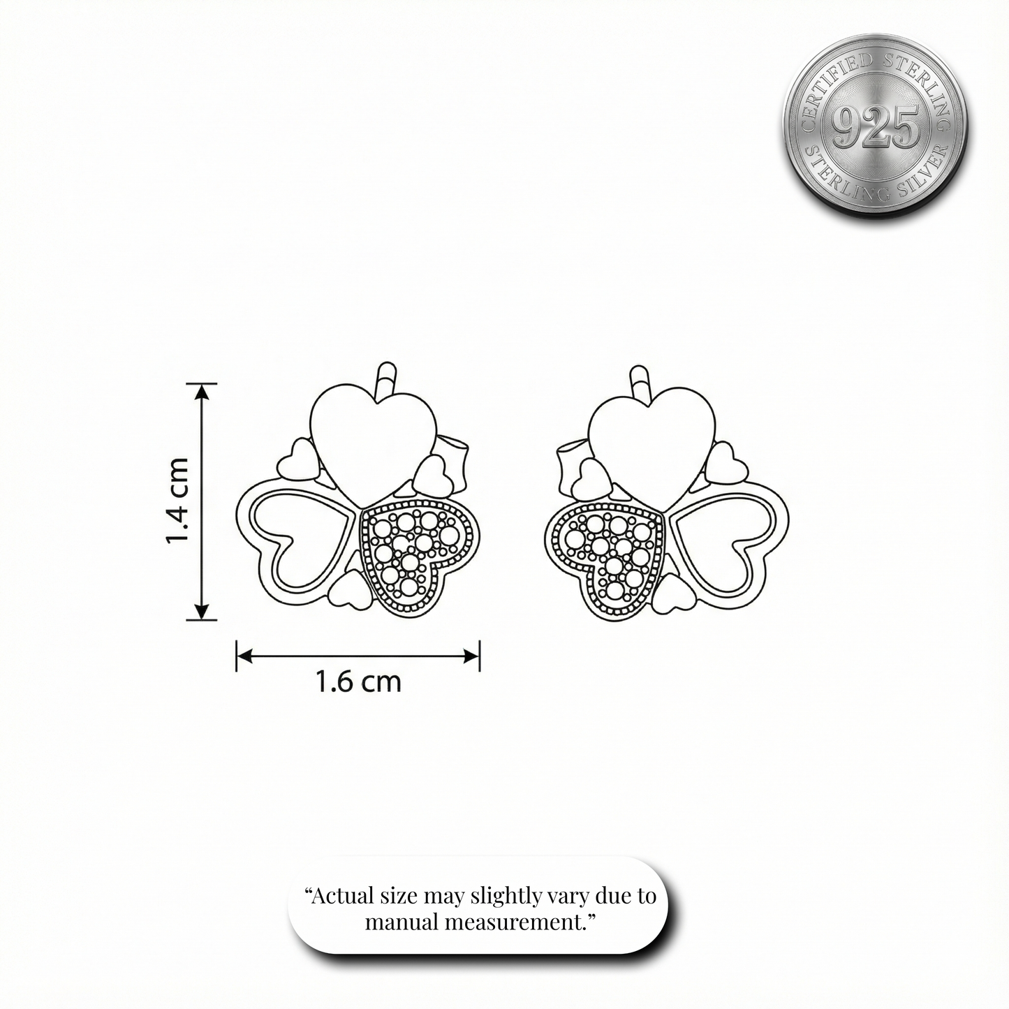 Marcasite Clover Heart Studs | Made With Pure 925 Silver