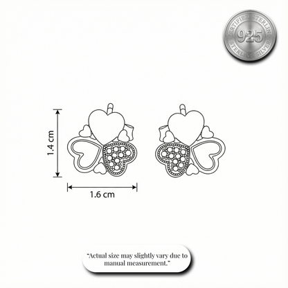 Marcasite Clover Heart Studs | Made With Pure 925 Silver