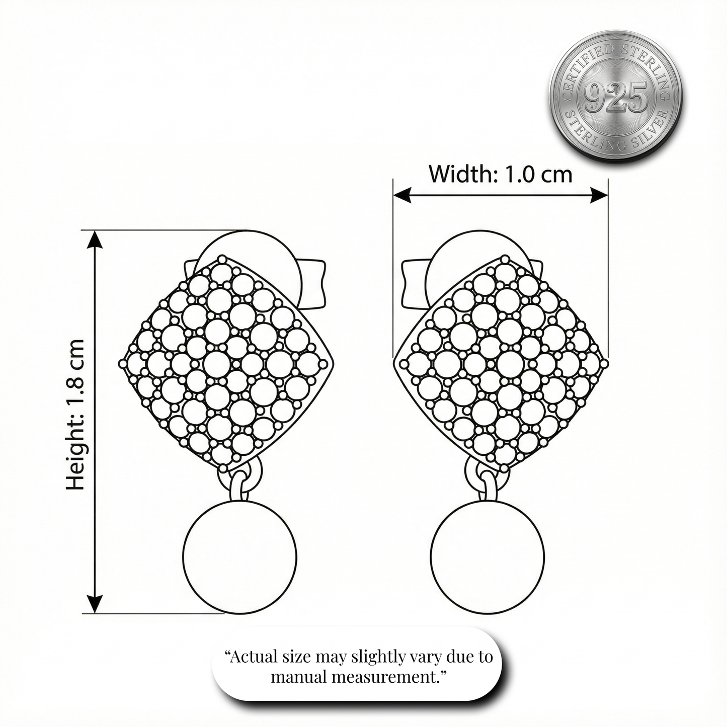 Geometric Pave & Ball Drop Earrings | Made With Pure 925 Silver