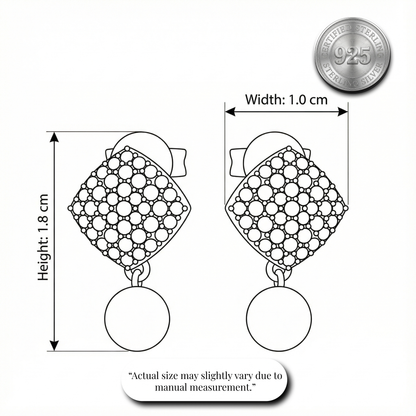 Geometric Pave & Ball Drop Earrings | Made With Pure 925 Silver