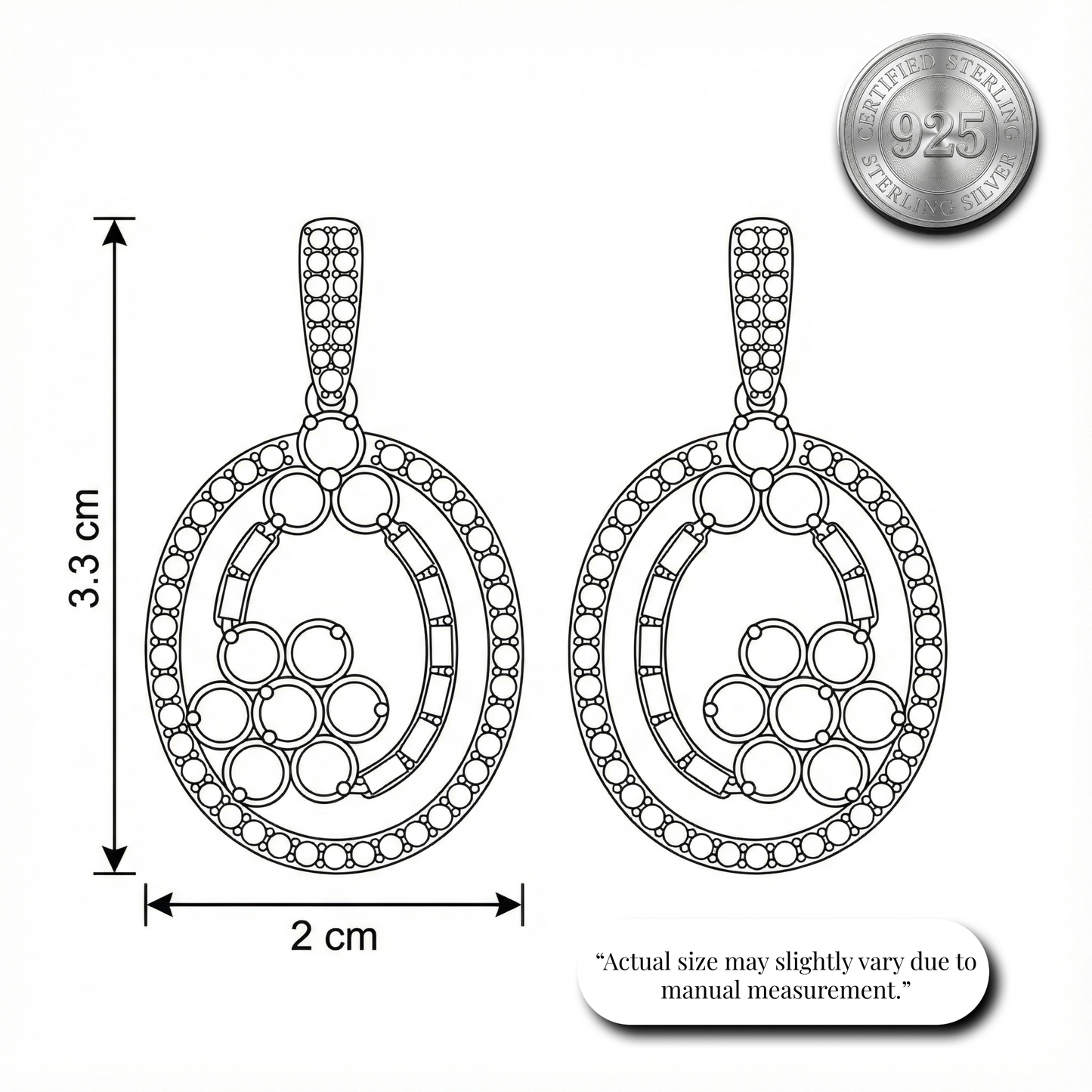 Grand Oval Floral Drop Earrings | Made With Pure 925 Silver