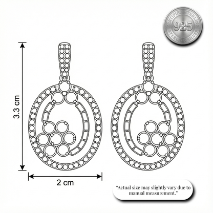 Grand Oval Floral Drop Earrings | Made With Pure 925 Silver