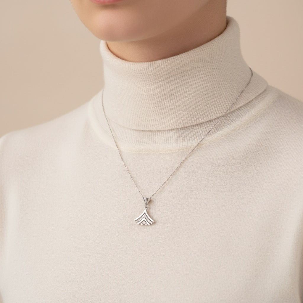 Minimal Chevron 92.5 Silver Pendant Set Elegant Daily Wear