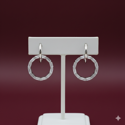 Baguette Circle Drop Earrings | Made With Pure 925 Silver