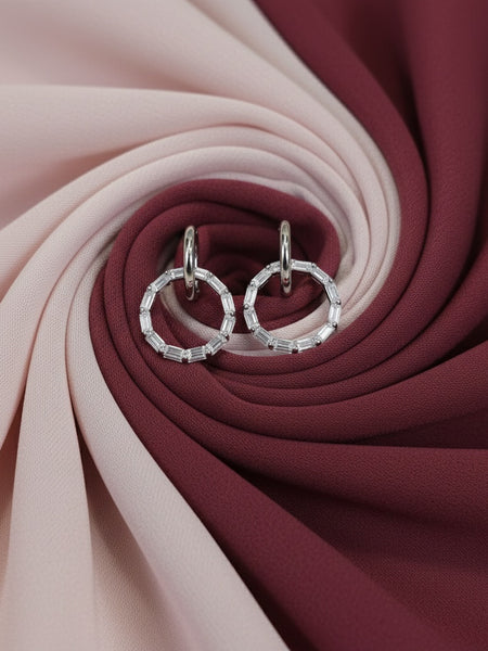 Baguette Circle Drop Earrings | Made With Pure 925 Silver