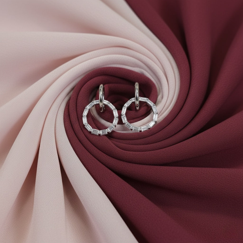 Baguette Circle Drop Earrings | Made With Pure 925 Silver