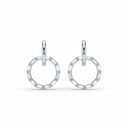 Baguette Circle Drop Earrings | Made With Pure 925 Silver