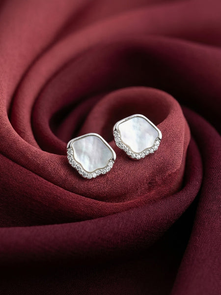 Iridescent Mother of Pearl Studs | Made With Pure 925 Silver