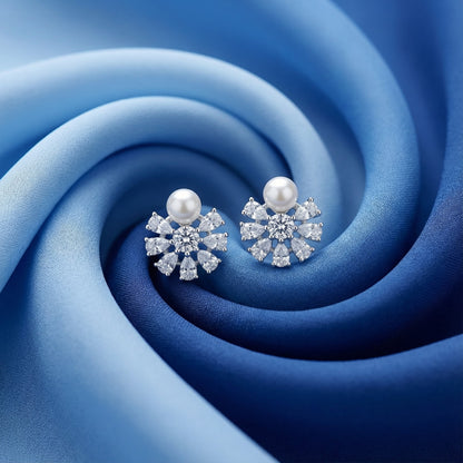 Luminous Pearl & Petal Studs | Made With Pure 925 Silver