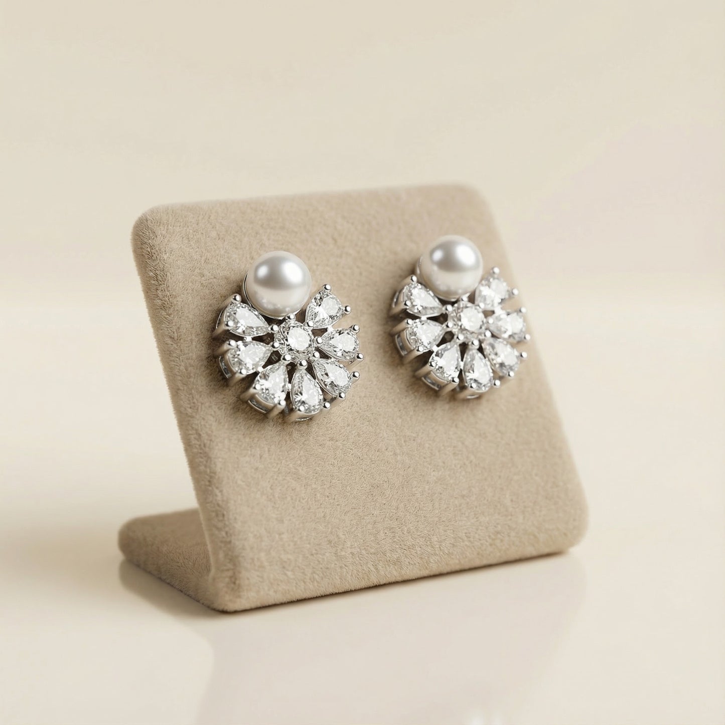 Luminous Pearl & Petal Studs | Made With Pure 925 Silver