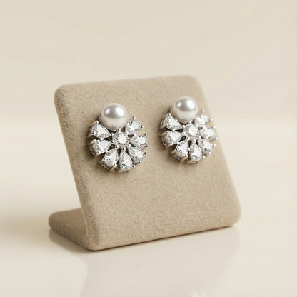 Luminous Pearl & Petal Studs | Made With Pure 925 Silver