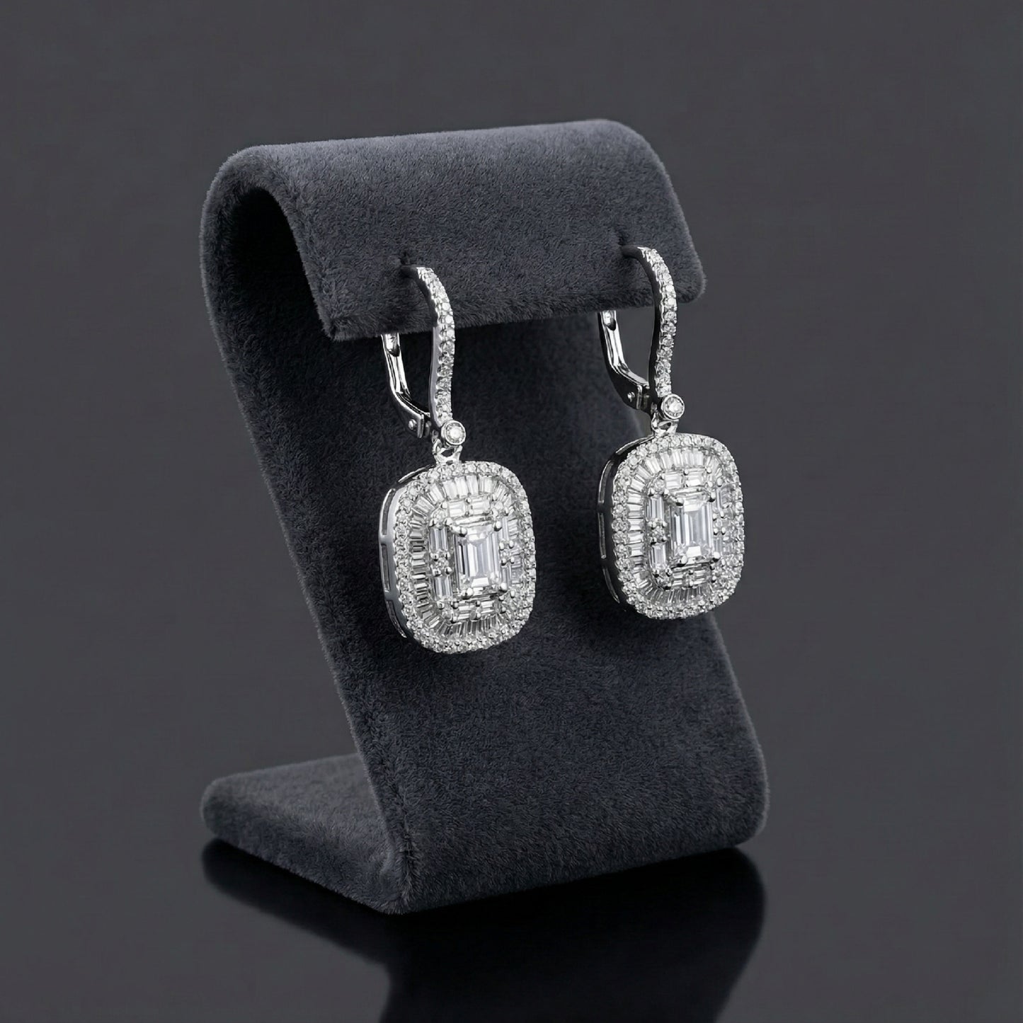 Grand Emerald-Cut Halo Drop Earrings | Made With Pure 925 Silver