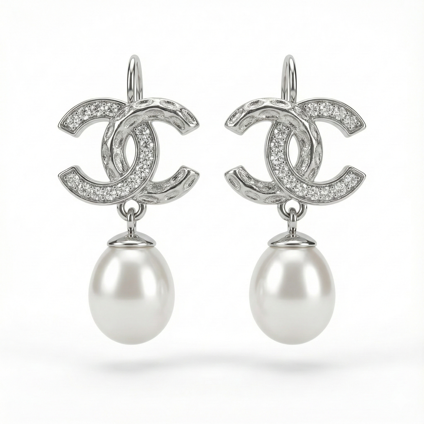 Interlocking Pave & Pearl Drop Earrings | Made With Pure 925 Silver