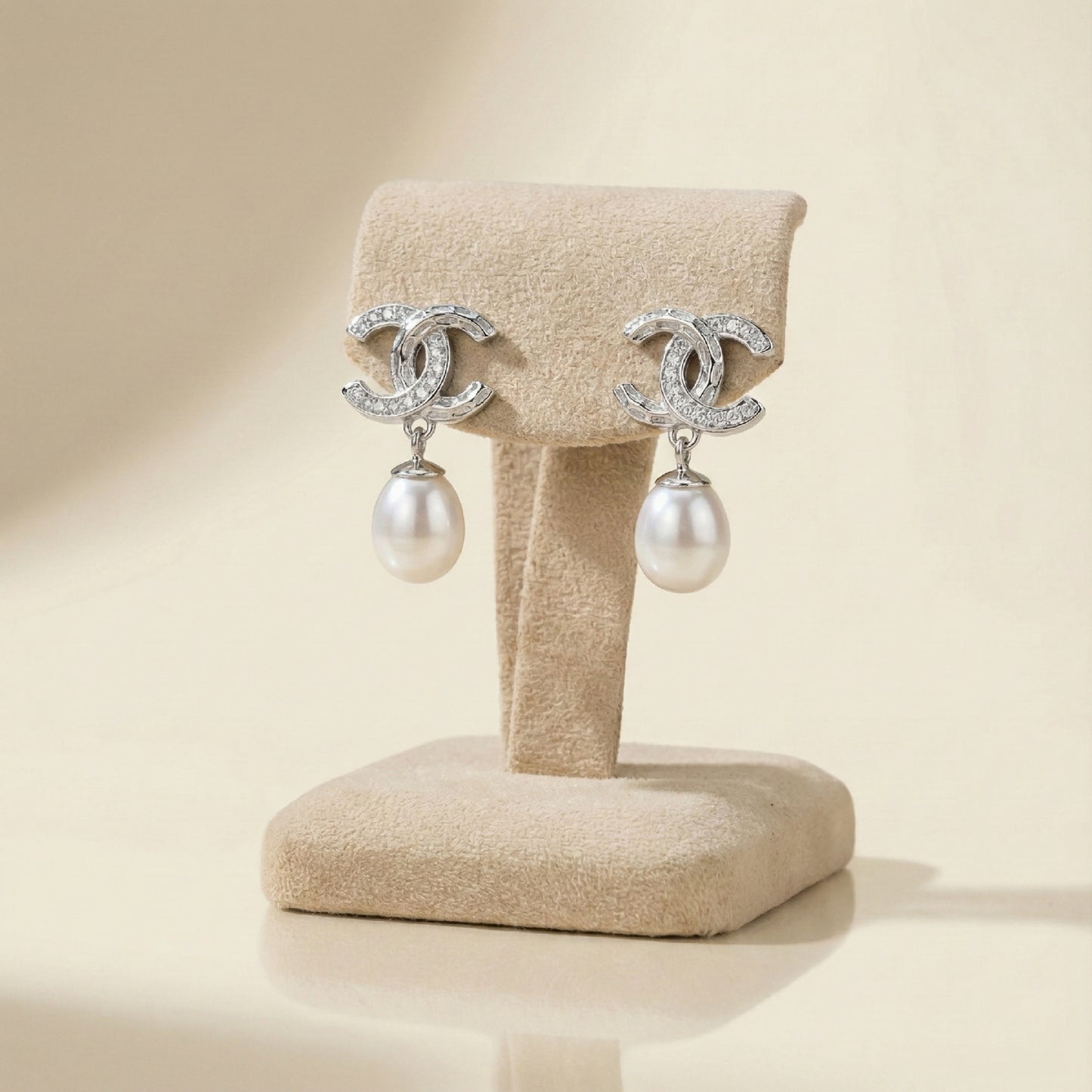 Interlocking Pave & Pearl Drop Earrings | Made With Pure 925 Silver