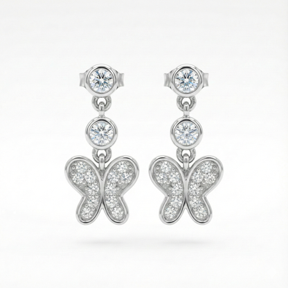 Triple Drop Butterfly Earrings | Made With Pure 925 Silver