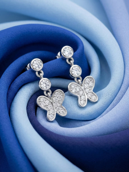 Triple Drop Butterfly Earrings | Made With Pure 925 Silver