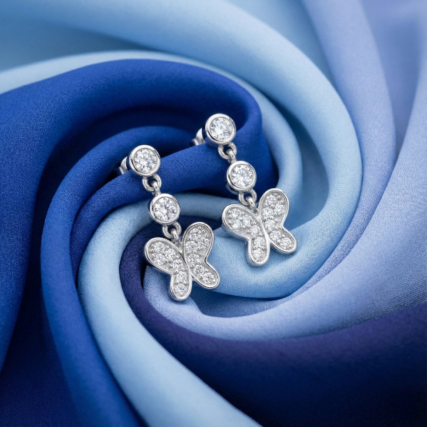 Triple Drop Butterfly Earrings | Made With Pure 925 Silver