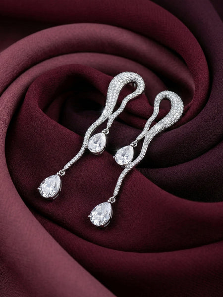 Grand Pave Wave Drop Earrings | Made With Pure 925 Silver