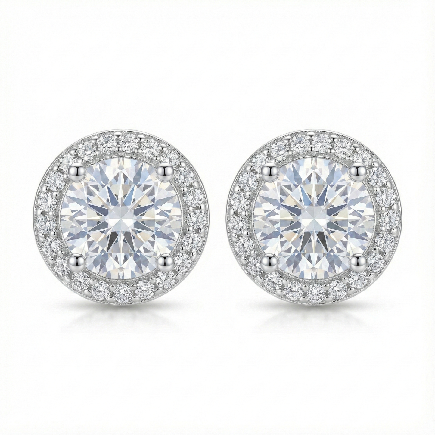 Classic Diamond-Look Halo Studs | Made With Pure 925 Silver