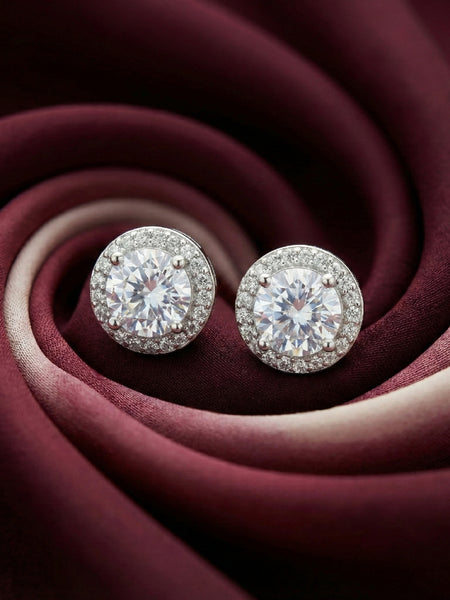 Classic Diamond-Look Halo Studs | Made With Pure 925 Silver