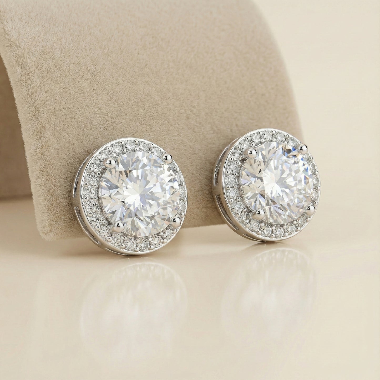 Classic Diamond-Look Halo Studs | Made With Pure 925 Silver