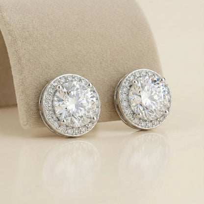 Classic Diamond-Look Halo Studs | Made With Pure 925 Silver