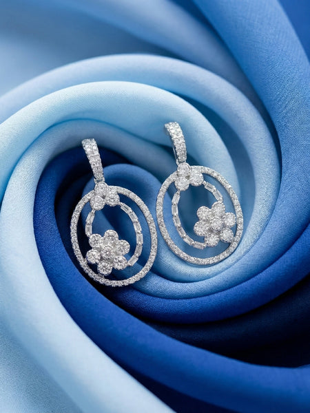 Grand Oval Floral Drop Earrings | Made With Pure 925 Silver