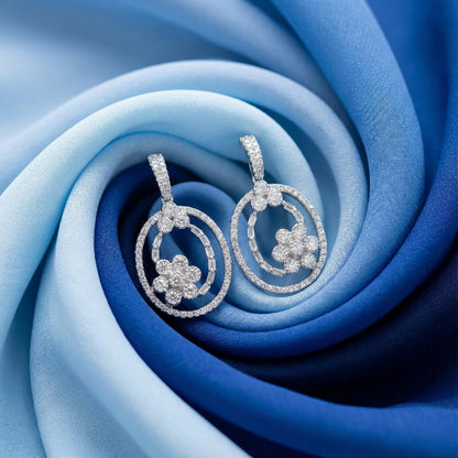 Grand Oval Floral Drop Earrings | Made With Pure 925 Silver