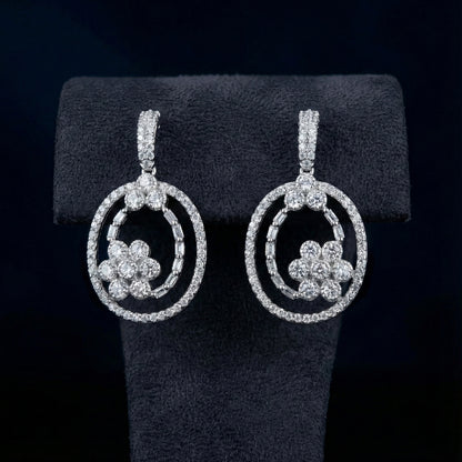 Grand Oval Floral Drop Earrings | Made With Pure 925 Silver