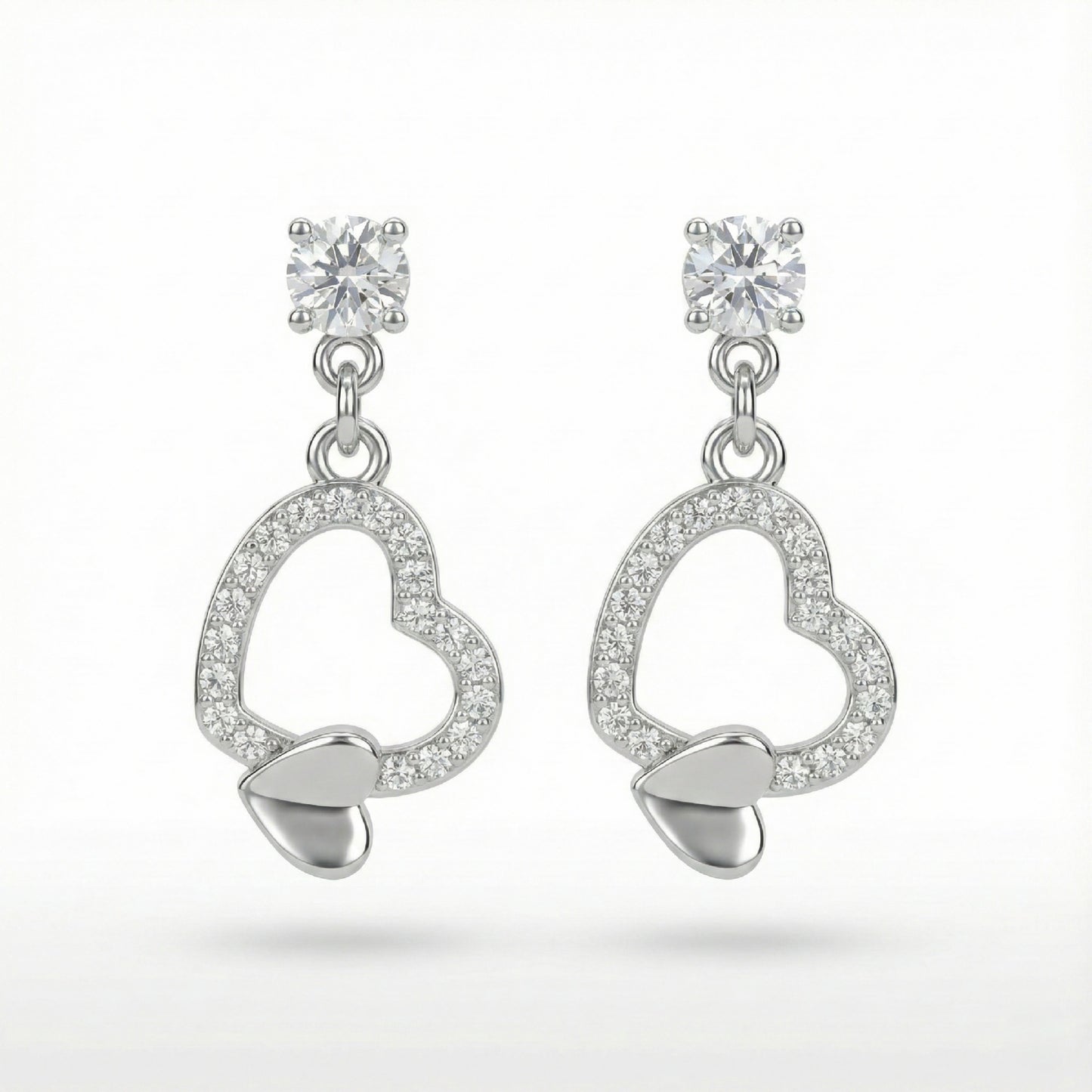 Sparkling Open Heart Drop Earrings | Made With Pure 925 Silver