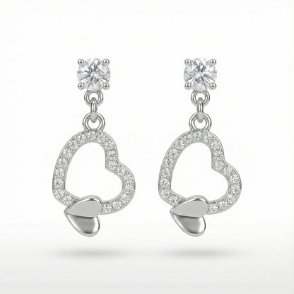 Sparkling Open Heart Drop Earrings | Made With Pure 925 Silver