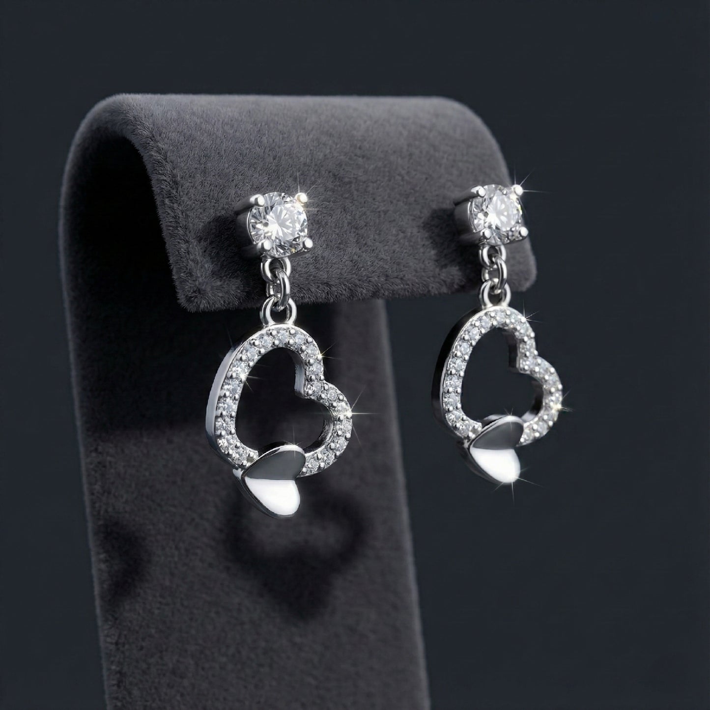 Sparkling Open Heart Drop Earrings | Made With Pure 925 Silver