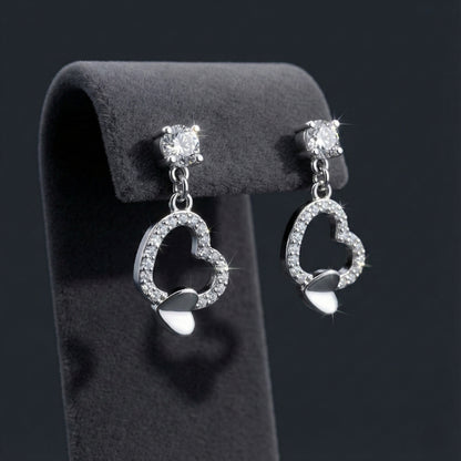 Sparkling Open Heart Drop Earrings | Made With Pure 925 Silver