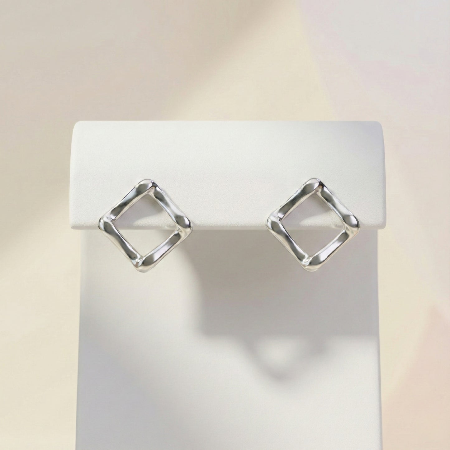 Minimalist Fluid Square Studs | Made With Pure 925 Silver