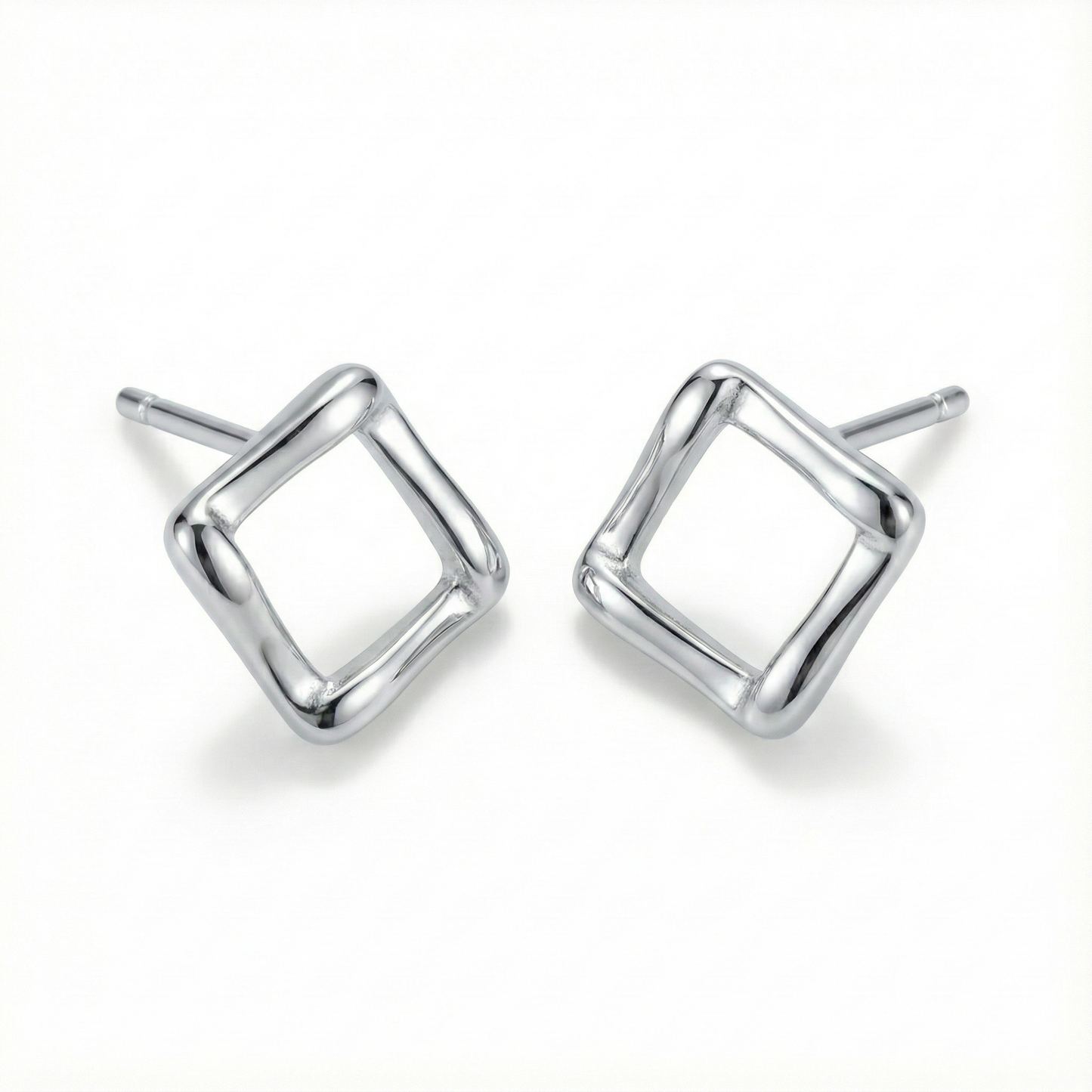 Minimalist Fluid Square Studs | Made With Pure 925 Silver