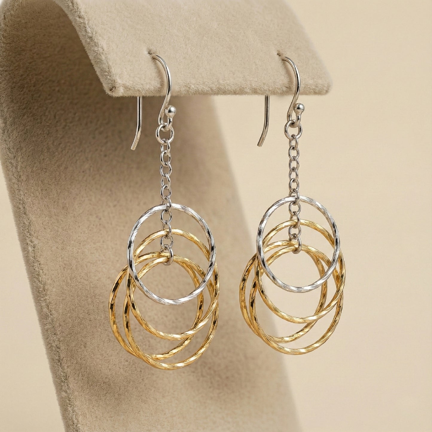 Interlocked Two-Tone Ring Drops | Made With Pure 925 Silver