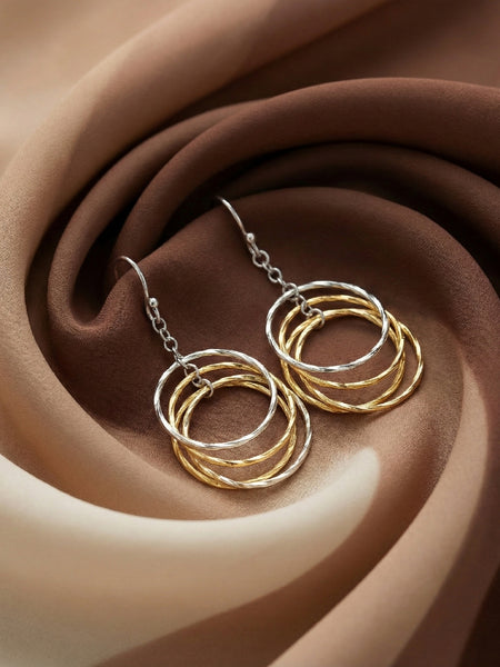 Interlocked Two-Tone Ring Drops | Made With Pure 925 Silver